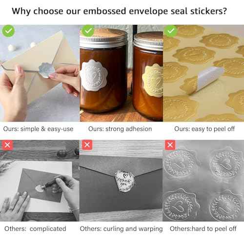 PigPotParty 100 PCS Gold Embossed Envelope Stickes-Heart Stickes Foil Envelope Seal for Wedding Invitations, Halloween,Christmas Greeting Cards£¬Party Favors£¬Self-Adhesive