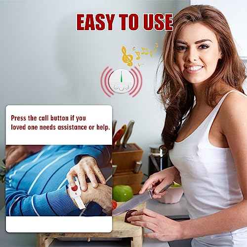 Call Button for Elderly Seniors at Home Wireless Caregiver Pager Call Button Emergency Alert Button 2 Plugin Receivers 2 Waterproof Transmitters 1 Watch Button