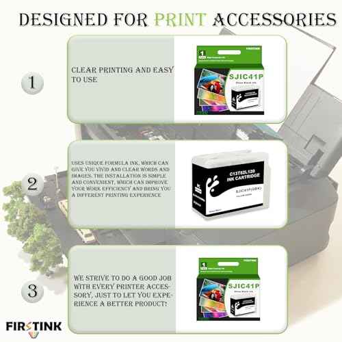 SJIC41P Gloss Black Ink Cartridges C13T52L120 SJIC41P-BK Ink Remanufacture Compatible for ColorWorks CW-C4000 Color Inkjet Gloss Label Printer (Gloss)