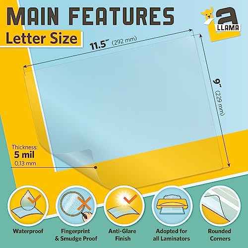 Matte Thermal Laminating Pouches, Matte Finish, 9 x 11.5 Inches 5 MIL Thickness, 30 Pack, Fitted for Letter Size Laminating Sheets 8.5 x 11