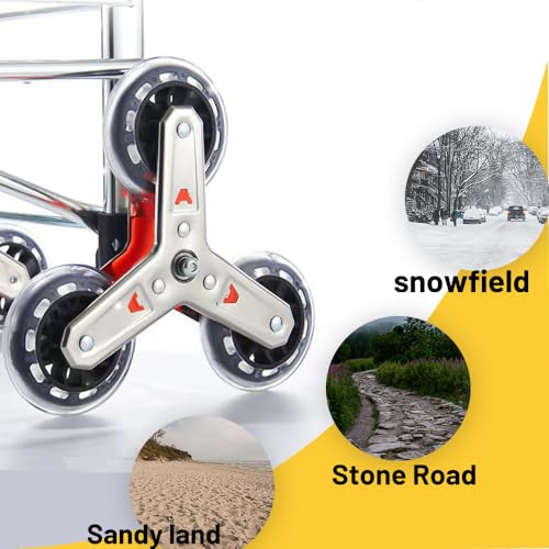 Folding Shopping Cart with Wheels 360 Degree Rolling Swivel Grocery Cart with Removable Oxford Cloth Liner Climber Cart for Groceries Luggage Laundry,Trolley for Stair, Laundry, Travel