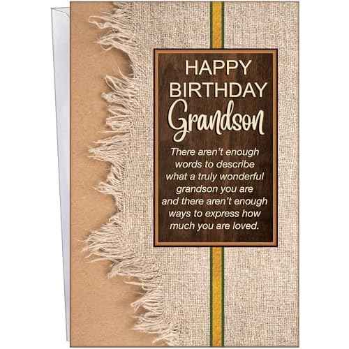 Chuck's Card-O-Rama - Birthday Card For Grandson - Made in USA - Perfect Size: Opens to a generous 10¡È ¡¿ 7.75¡È - Excellent Card Stock, Envelope Included - Packaged in Extra Sturdy Mailer - 95787