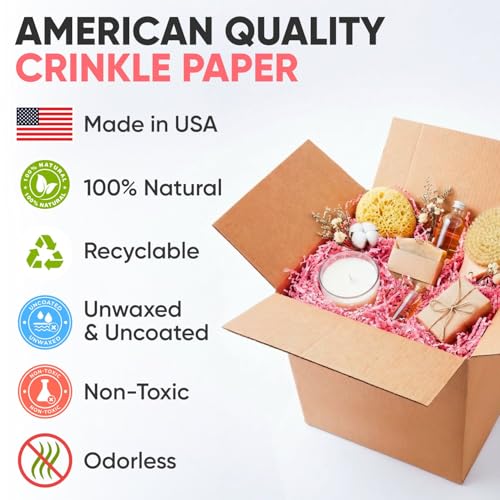 1 Cu Ft Ready To Ship Carton with Pink Crinkle Paper Filler 12x12x12"