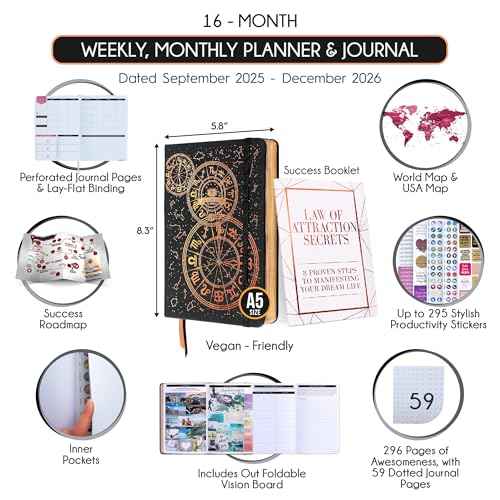 2025-2026 Planner Weekly and Monthly | 16-Month Life Planner to Increase Focus & Productivity | Reduce Overwhelm & Achieve Your Biggest Goals | Include Gift Box & Stickers | Sep 2025-Dec 2026