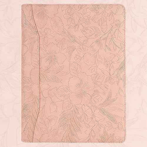 Patterned Leather Portfolio,10.5¡¿14 inch padfolio with 3 Ring Binder£¬Bussiness Portfolio with A4 Letter Size Clipboard £¬Leather padfolio for Men and Women£¨Pink£©