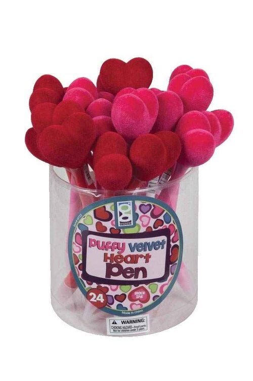 Raymond Geddes Puffy Velvet Heart Pen (Pack of 24)