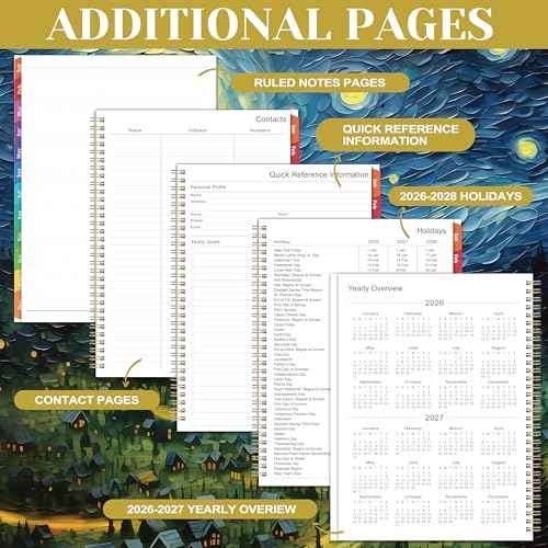 2026 Planner - 2026 Planner Weekly and Monthly, Planner 2026, Jan 2026 - Dec 2026, 8.5" x 11", Monthly Planners with Colourful Tabs & Pocket, Flexible Cover, Twin-Wire Binding- Oil Painting