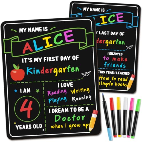 Reusable Double-Sided Back to School Chalkboard with 6 Liquid Chalk Markers - Preschool to 12th Grade