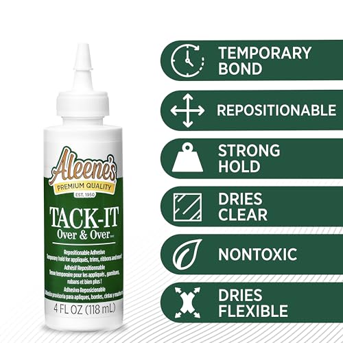 Aleene's Tack-It Over & Over Repositionable Liquid Glue 4 fl oz - Removable Adhesive, Clear, Pack of 1