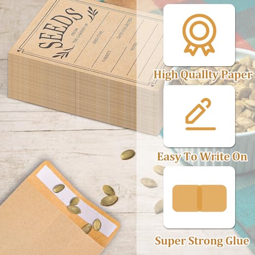 Tolare 200 Pcs Seed Envelopes for Seed Storage, Self-Adhesive, 4.7x3.15 Inches