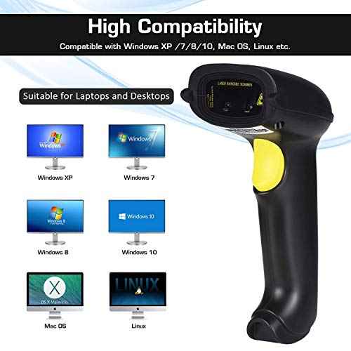 WoneNice Hands-Free USB Barcode Scanner with Stand for Retail, POS System, Countertop Checkout, Warehouse, Library - Plug & Play Compatible with PC/Mac/Windows/Linux, Back to School Scanner (Black)