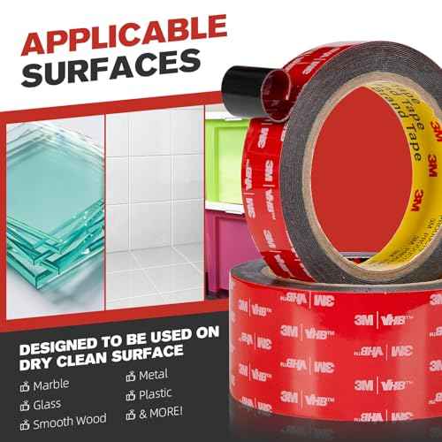 Double Sided Tape Heavy Duty 3M VHB, 0.39" x 10 ft, Strong Adhesive Waterproof Mounting Tape for Automotive, LED Strip Lights, DIY Home Decor