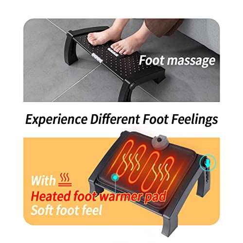MyPlace Adjustable Height Foot Rest Under Desk at Work - 6 Height Sturdy Office Footrest - Added Heated Foot Mat - Non Slip Bottom - Straighten Back & Hip & Leg and Improve Posture¡¦