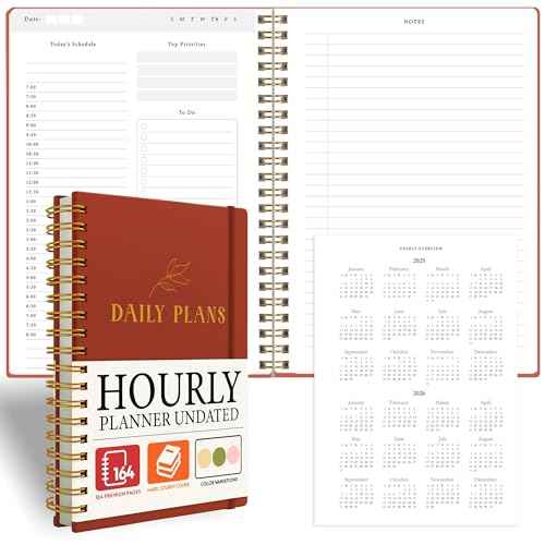 Daily Planner with Hourly Schedule ? Aesthetic Spiral To-Do List Notebook for Work, Appointments and Tasks | Undated Daily Planner, Hourly Organizer to Stay Focused