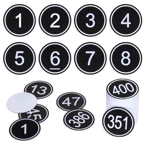 35mm ABS Plastic Round Table Numbers, Locker Cabinet Numbers Signage Tags Labels - Black 1 to 300