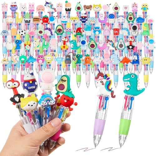 80 Pcs Mini Multicolor Pen in One 4 in 1 Cute Kawaii Ballpoint Ink Pens Bulk Fun Gifts for Birthday Party Favor School Prizes (Assorted Style)