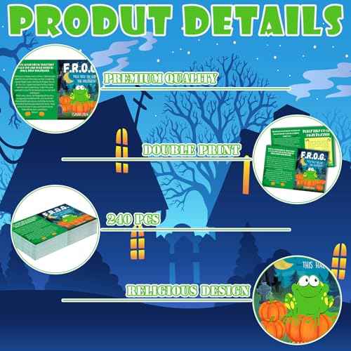 Ireer 240 Pcs Halloween Fully Rely On God Frog Bible Tracts Religious Gospel Tract Bulk Heartfelt Christian Tracts for Prayer Evangelism Church Celebrations Supplies