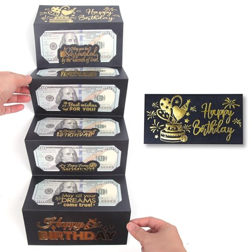 Black Birthday Money Envelope for Cash Gifts - Surprise Gift Card Holder