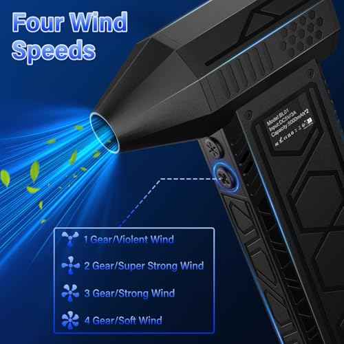 Electric Air Duster with Flashlight,180000RPM Compressed Air Duster Turbo Fan(10000mAh),Multipurpose Jet Fan, High-Speed Air Blower with 4 Gear,Electric Air Blower Duster with Assist Lighting BL01