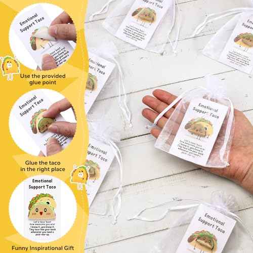 Huwena 100 Emotional Positive Resin Support Gift Bulk for Coworker Christmas Employee Appreciation Gifts with Inspirational Cards for Team Staff Nurse Teacher Classroom Rewards (Taco)