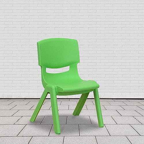 Flash Furniture Green Plastic Stackable School Chair with 10.5'' Seat Height