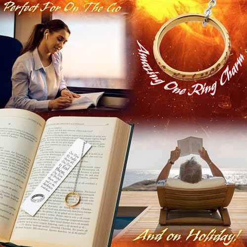 The Lord of the Rings Metal Bookmarks with Gift Box, Stainless Steel Book Marker for Adults Teens Kids (Silver with Ring)