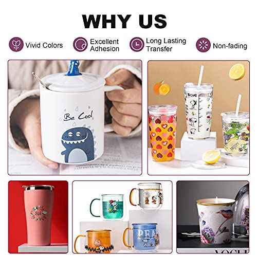 100 Sheets Waterslide Decal Paper INKJET CLEAR,8.5X11 Inch Water Slide Transfer Paper Transparent Printable for Tumblers,Ceramics,Plastics,Glasses,DIY