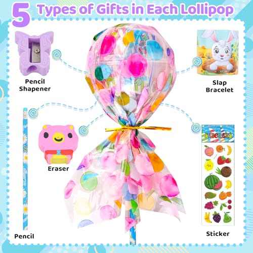 Giant Lollipop Birthday Goodie Bags, 24 Pack Lollipop Return Gifts for Birthday Party ? Fun Goodie Bags Classroom Rewards Students Gifts Class Prizes