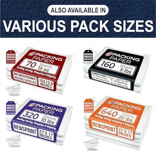 Economy Pack White Bulk Packing Paper | Newsprint Paper | 160 sheets | 27" x 17" | 5 lb | Wrapping paper Sheets for Moving - Must Have in Your Moving Supplies, Packing Materials.