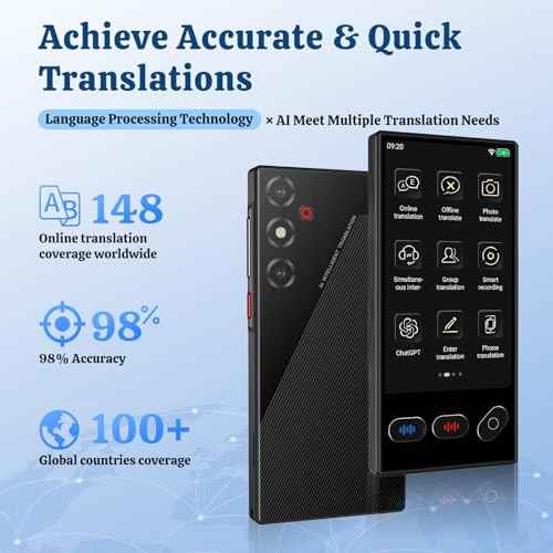 AI Language Translator Device, 2025 Real Time Translator Device, Instant Translator with 148 Languages/ChatGPT/Photo Translator for Business, Learning, Travelling