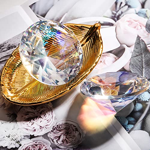 Jucoan 3 Pack 80mm Crystal Glass Diamond Paperweights for Weddings & Party Decor