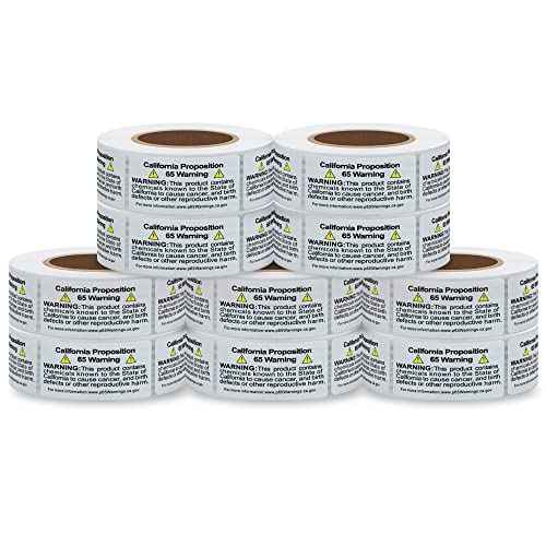 California Prop 65 Warning Labels, 1¡¿2 Inch P65 Health Consumer Alert Sign Chemical Safety Self Adhesive Stickers - 500 Labels Per Roll (10 Rolls)
