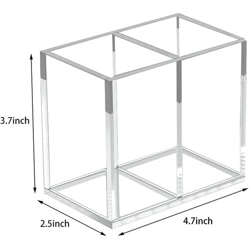 ZUDEE 2pcs Makeup Brush Holder, Acrylic Clear Organizer For Cosmetics, Pen Pencil Cup Holder For Desk