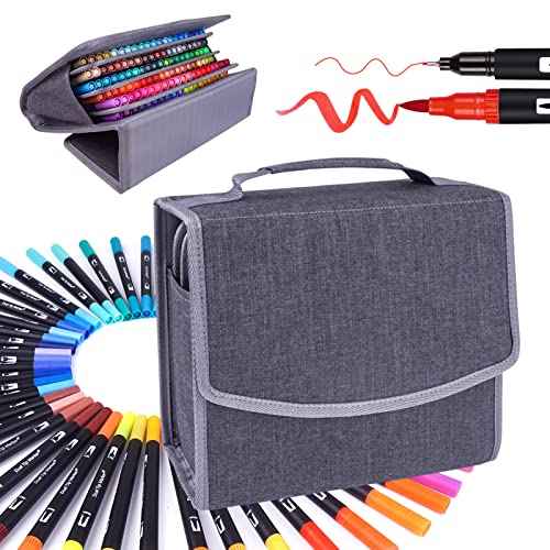 Markers for Adult Coloring Book, 120 Colors Art Markers Set Dual Tip Brush Pen, Coloring Markers Fine Point Kids Artist Drawing Paintings Diaries Journaling Art projects Art Supplies with Case