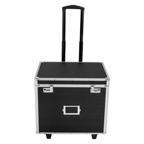MUSESPANI Portable File Storage Box, 19.2" x 15" x 16 Aluminum Alloy File Lock Box, Mobile Lock Box with Handle, Combination Locking Cabinet for Filing Office Documents (black)