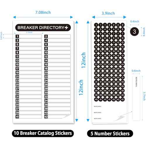 STARLIBOO 16 Sheets Breaker Panel Labels, Electrical Box Sticker Numbers Breaker Panel Labels, Waterproof Durable Self-Adhesive Electrical Stickers- Black