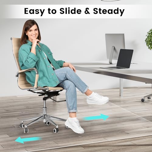 PHOUZIN 63x51 Extra Large Clear Office Chair Mat for Hardwood Floor – without Lip, Heavy Duty 1.5mm