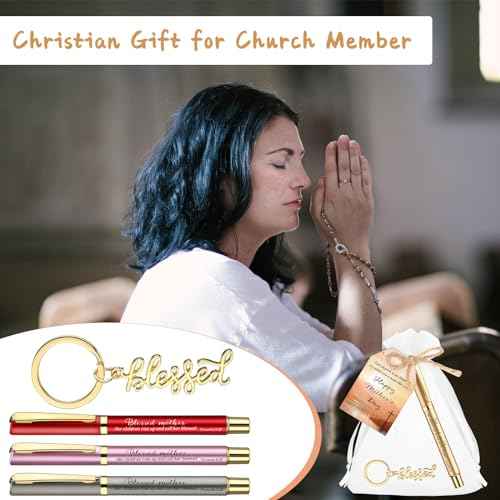 Spakon Church Gift Bulk for Mothers Day Blessed Bible Verse Ballpoint Pens Keychain Christian Cross Happy Mother's Day Tag