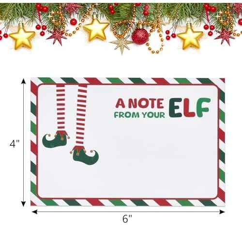 Gift Boutique - 50 Count Christmas Elf Notes Cards To Kids 4" x 6" Cardstock Magical Elves Letters, A Note From Your Elf Legs Design for Students, Surveillance Report & Kids Activities Stationery Set