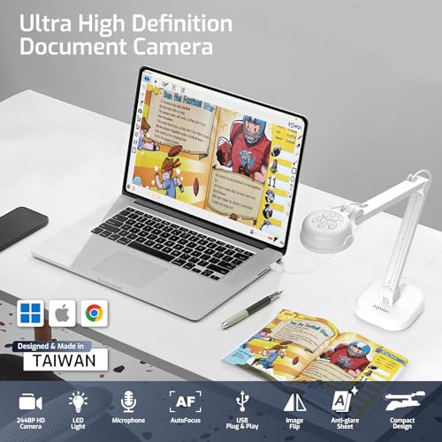 INSWAN INS-1 Classic USB Document Camera Webcam 8MP with LED & Mic