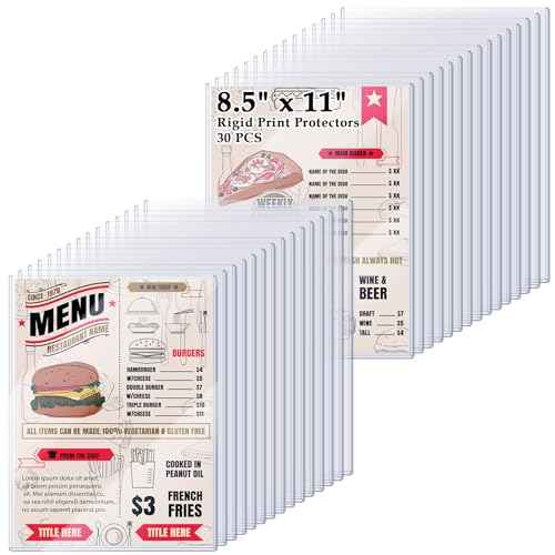 30PCS 8.5" x 11" Rigid Print Protectors, Clear Hard Plastic Page Sheet Protectors, Hard Plastic Sleeves for Paper Photo Poster, Document Holder Birth Certificate Protector