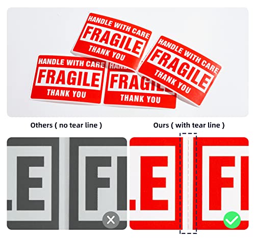 LuckyGuard 3 x 2 Inch Handle with Care Fragile Stickers (500 Labels, Roll) for Shipping & Moving