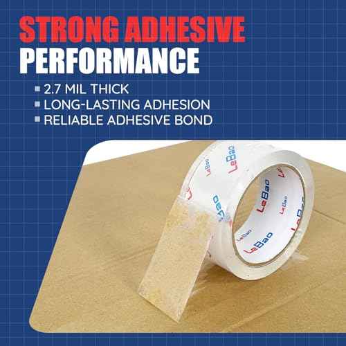 Heavy Duty Packing Tape with Dispenser, 36 Rolls x 1.88 in. x 60 yds. x 2.7 MiL, Strong Hold HD Clear Packaging Tape Secure Sealing for Cardboard, Bubble Wrap, Shipping Supplies, Total 2160 yds.