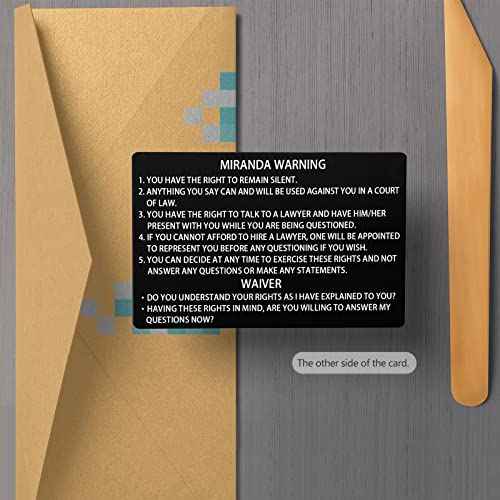 20 PCS Metal Miranda Warning Card for Police, Black Laser Standard Field Sobriety Test Clues SFST Miranda Rights Card Metal Laser Engraved Insert Law Enforcement Officers