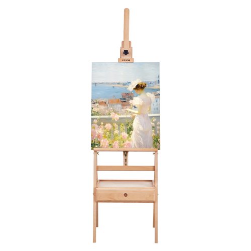 VEVOR Studio H-Frame Easel, Holds Canvas up to 36", Beechwood Artists Easel with Art Supply Storage Drawer, 22 lbs Load Capacity
