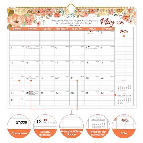 2026 Calendar, 18-Month Wall Calendar with Bible Verses, Runs from January 2026 to June 2027, Monthly Calendar 11.5" x 14.7" with Twin-Wire Binding, Perfect for Office, Home, or School - Psalm Theme
