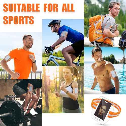 Arm Badge Holder Armband with Adjustable Strap IDs Cards Sleeve Plastic Name Label Badge Holder for Work Pass Universal Armband Wristband Pouch Sleeve