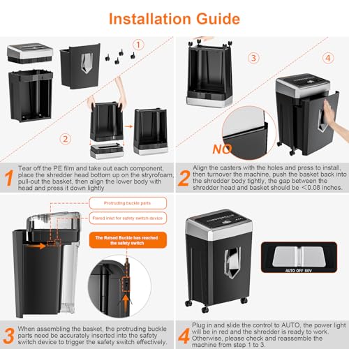 Bonsaii 15-Sheet Cross-Cut Heavy Duty Paper Shredder for Home Office