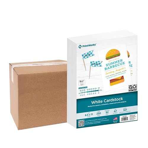 PrintWorks White Cardstock 8.5" x 11" - 67 lb/147 gsm Vellum Bristol - 750 Sheets - Made in the USA - SFI¢ç Certified - 92 Bright - Card Stock Printer Paper for School, Craft, & Office Use (00564C)