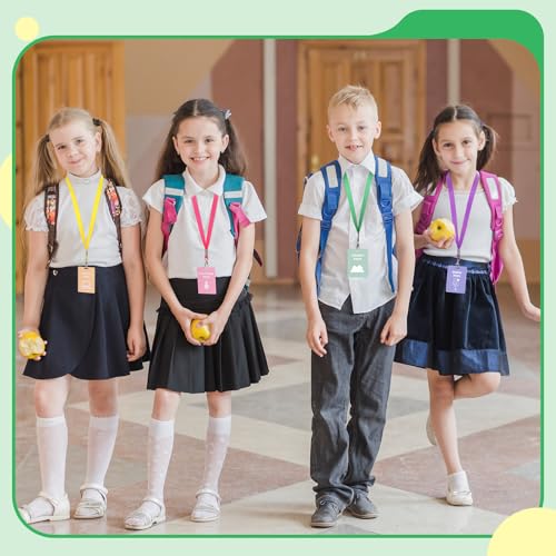 Classroom Hall Passes with Lanyards - 6 Colorful Student Passes Set